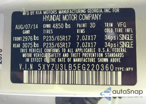 2014 Hyundai Santa Fe Sport 2.4L из США, поврежденный, VIN 5XYZU3LB5EG220360